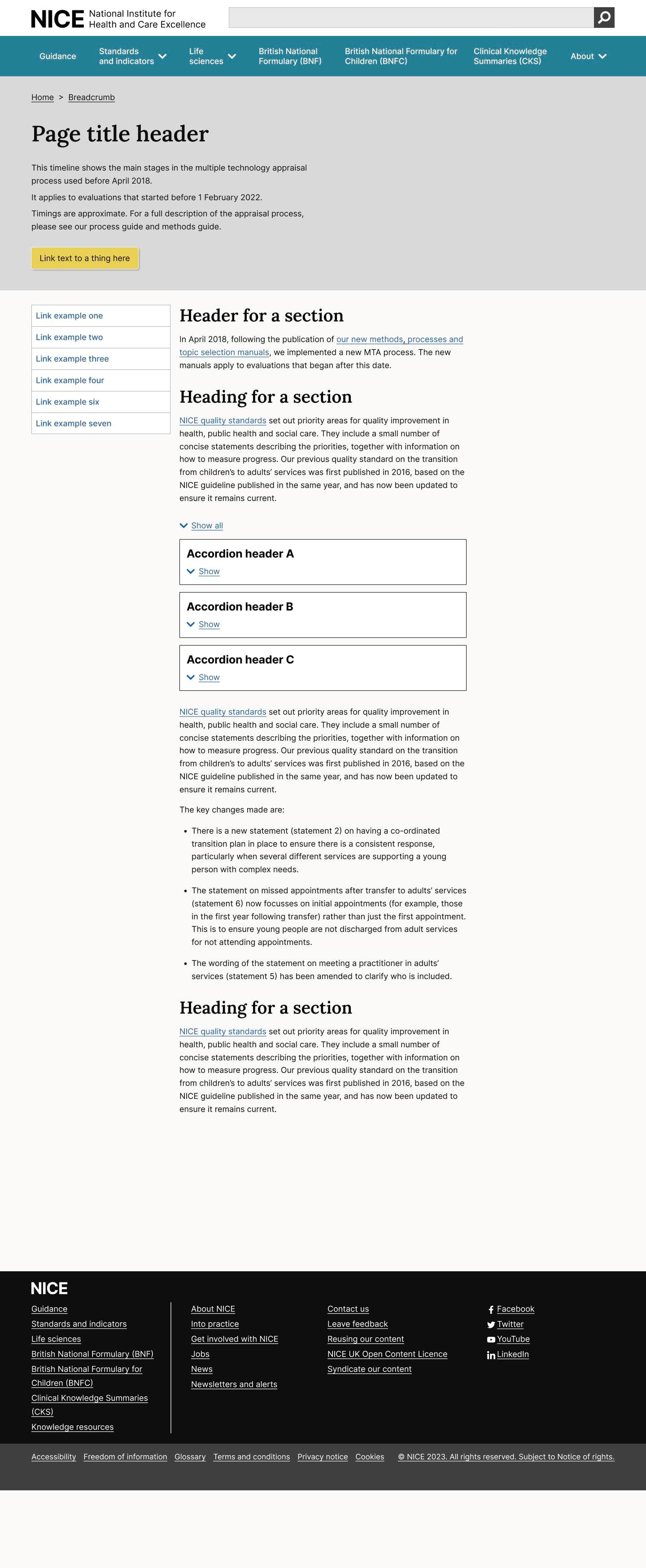 Screenshot of the accordion group on page