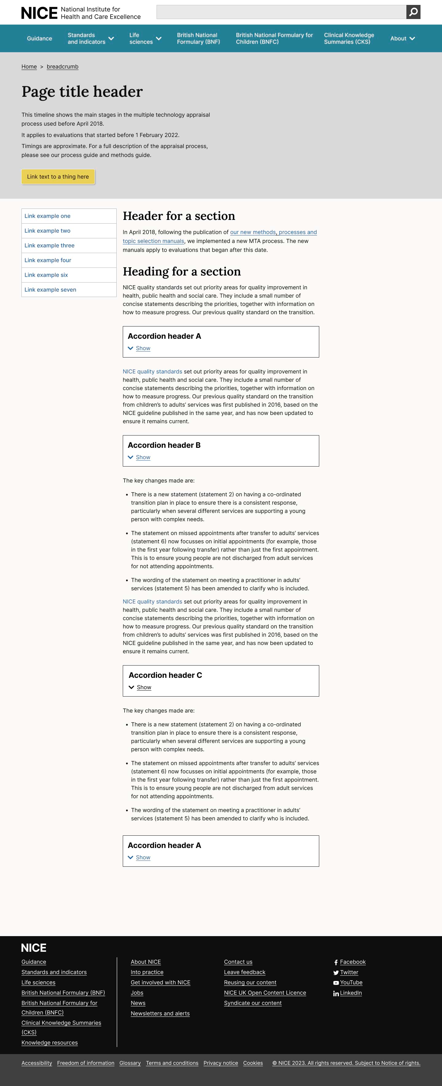 Screenshot of the single accordion components on page